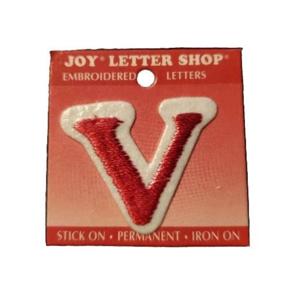 Joy Letter Shop Red V Patch 1.5” IronOn Embroidered Applique Crafting DIY Letter